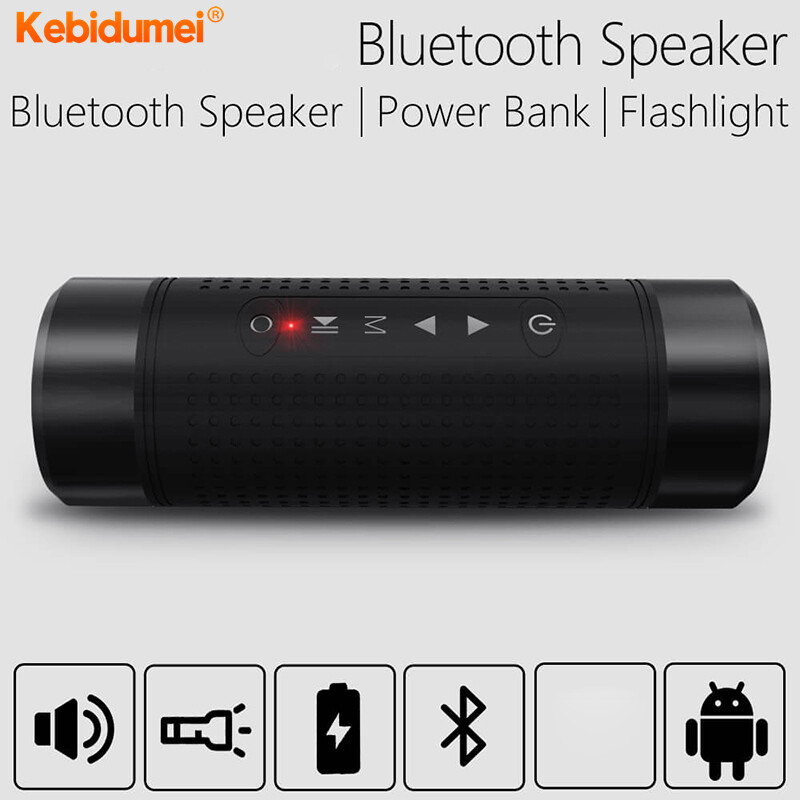 Kebidumei Outdoor Smart Wireless Bluetooth Speaker with LED Light Bicycle Waterproof Portable Subwoofer Bass Speaker for Bike with Mount Function