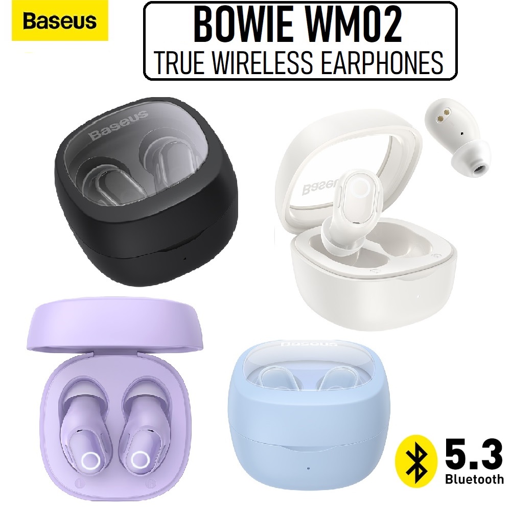 Baseus Bowie WM02 True Wireless Bluetooth Earphone TWS Earbuds Headset Earpiece Mic Music