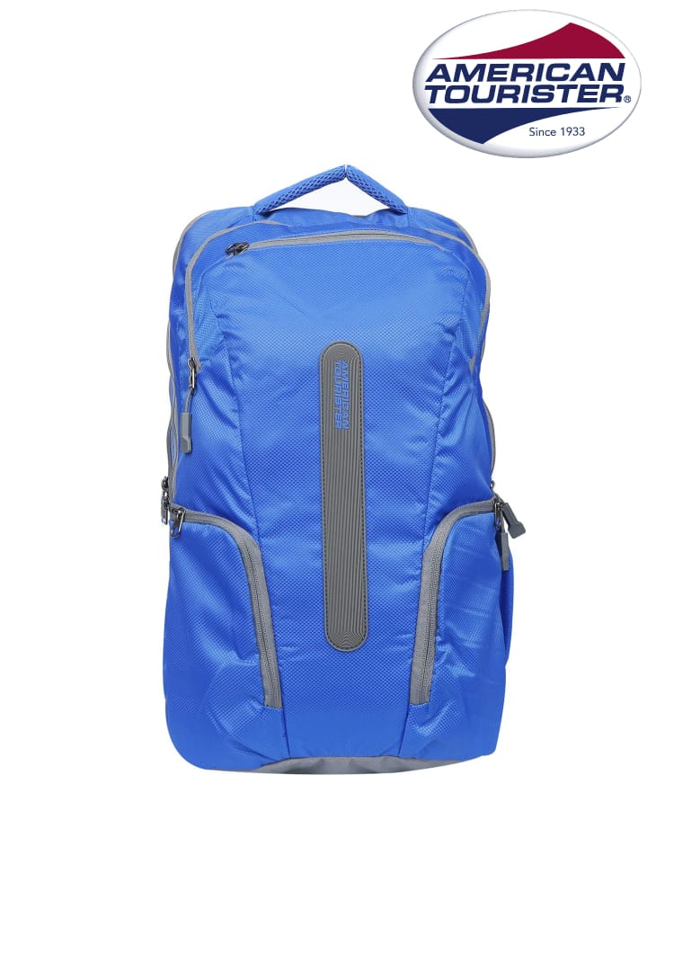 American Tourister Unisex 3 Compartment Zip Closure Laptop Backpack (FS0ATSCCOFRZ006, BLUE, FREE SIZE)