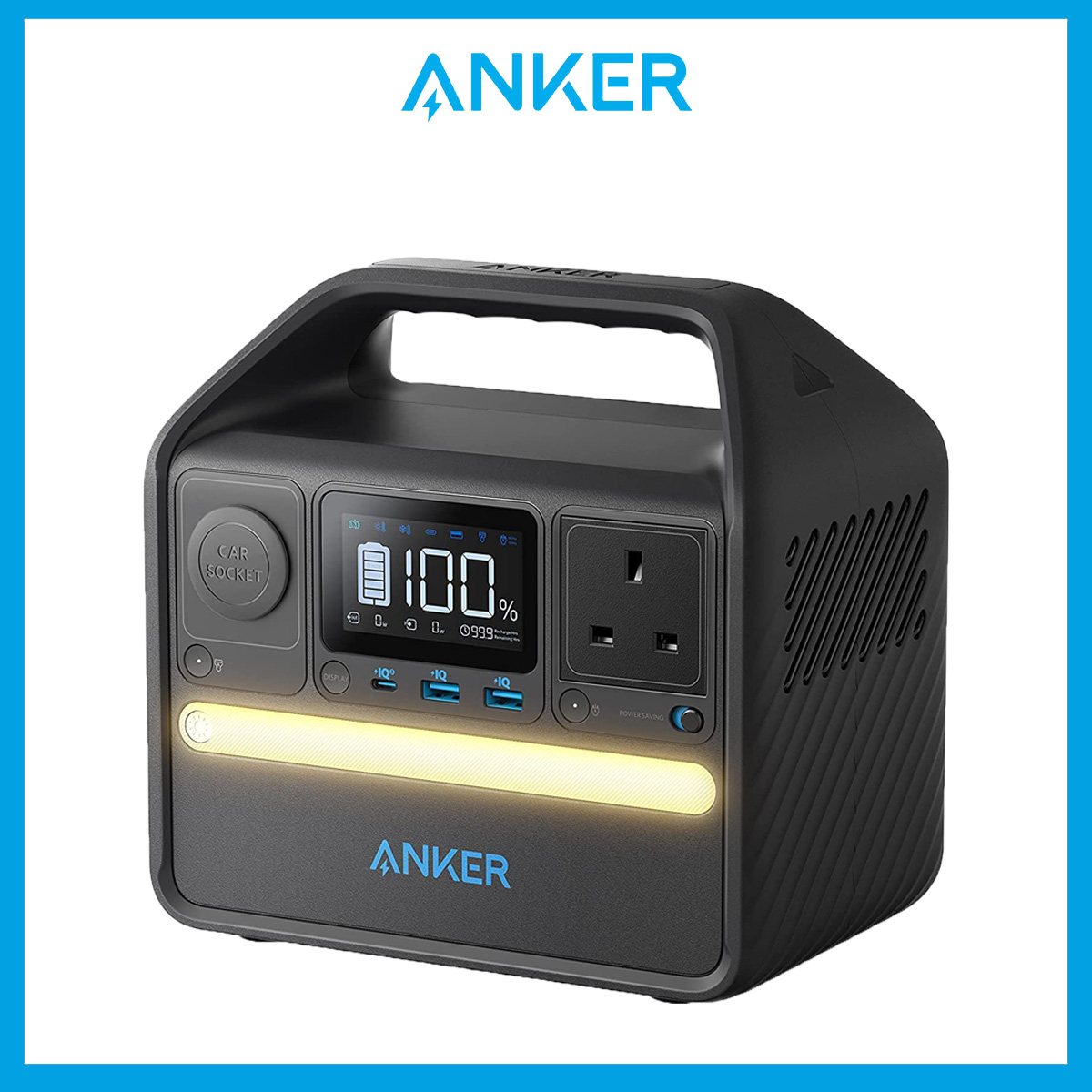 Anker Powerhouse 521 Portable Power Generator Station 256Wh, 200W 5-Port Outdoor Generator with 1 AC Outlets, 60W USB-C PD Output, LiFePO4 Battery Pack, LED Light For Camping, RV, Power Outage and Mor