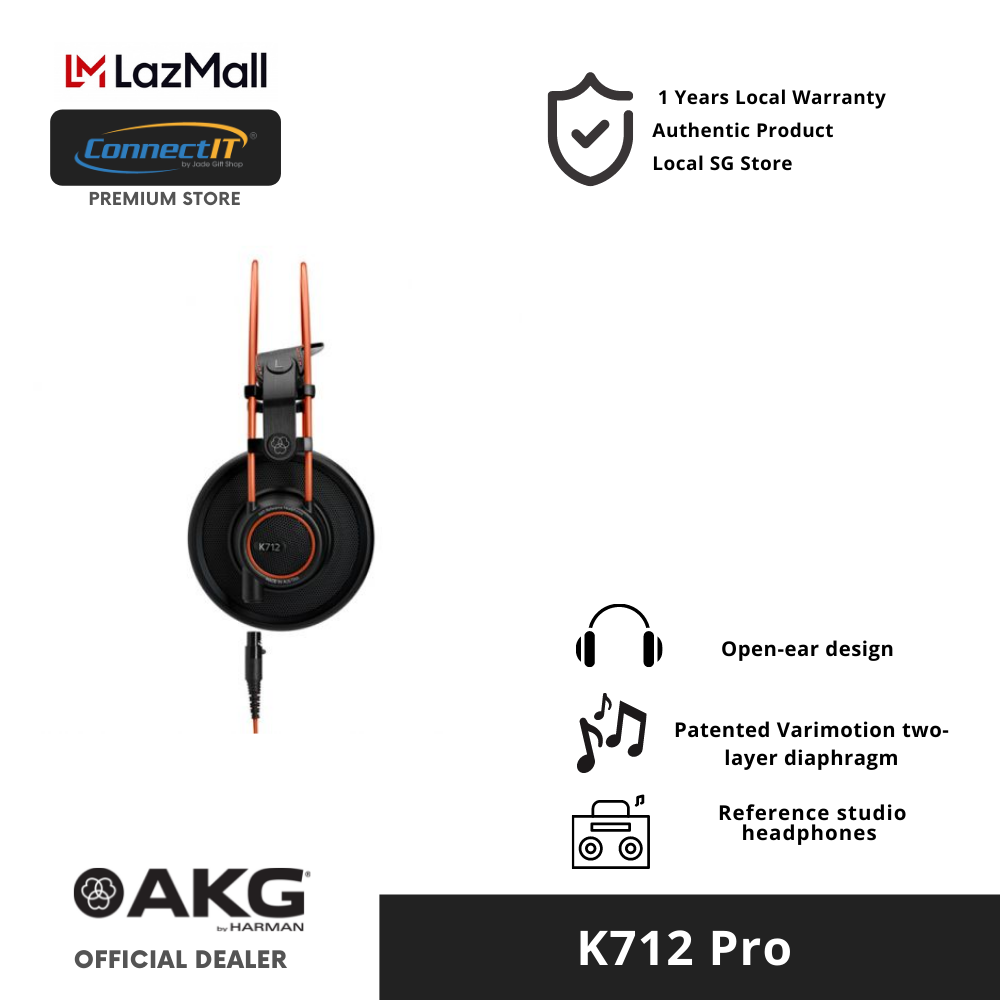 AKG K712 PRO Over-Ear,Open-Back Flat-Wire Reference Studio Headphones ( 1 Year Warranty )