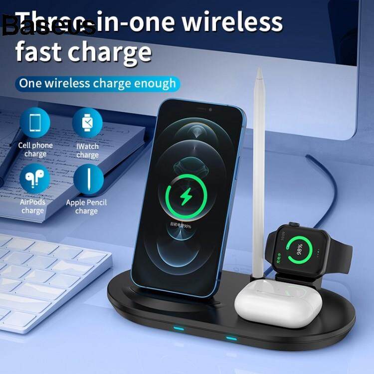 Baseus JJT-885 4 in 1 Wireless Charger for iPhone / Apple Watch / AirPods / Apple Pencil Multifunction 15W Fast Charging Station