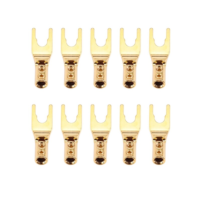 Spade Banana Plug Male Solder Wire Connector Gold Plated Copper Speaker Terminal Fork Spade Plugs Adapter