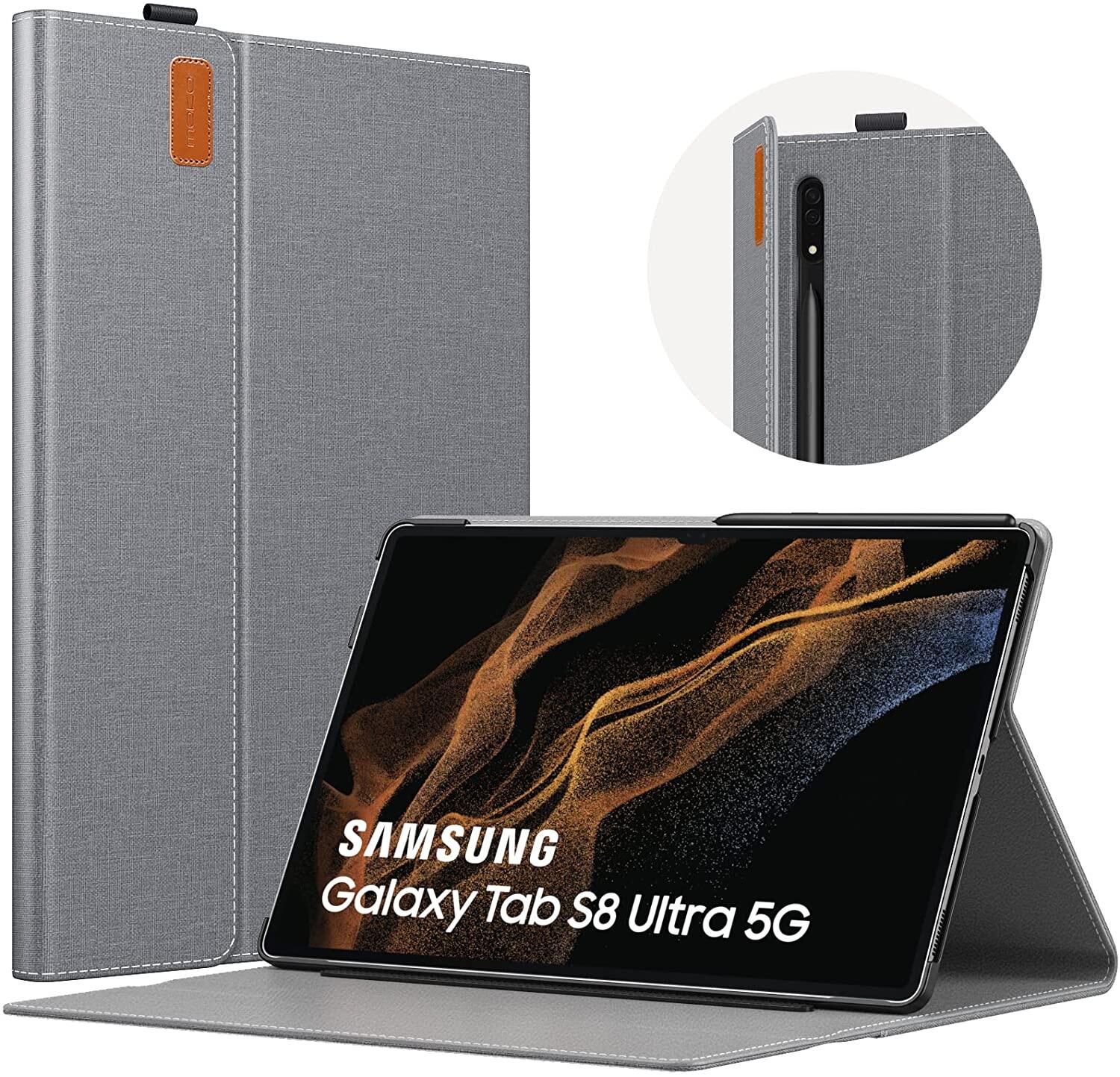 MoKo Case for Samsung Galaxy Tab S8 Ultra 14.6" 2022 (SM-X900/SM-X906/SM-X906B/SM-X906U/SM-X906N), Lightweight Portfolio Business Tablet Case Cover with Pen Holder/Auto-Sleep